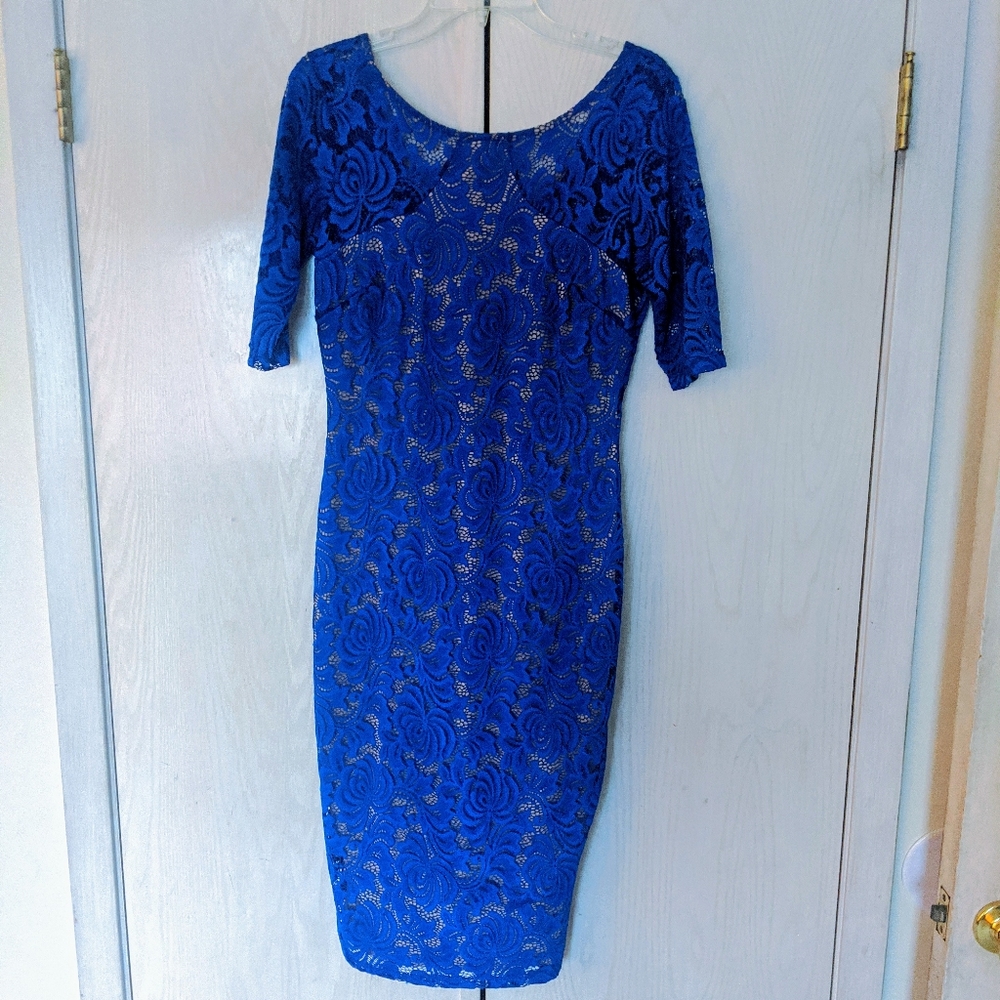 Royal Blue Lace Bodycon Dress